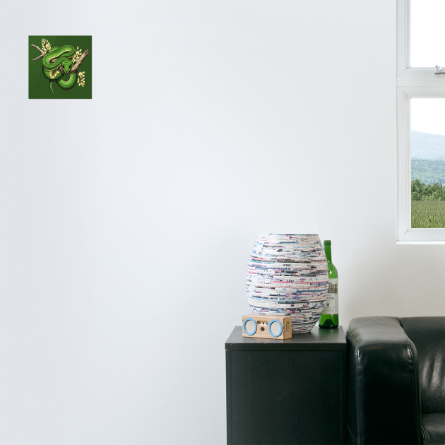 Green Boomslang with Yellow Blossoms by BirdsnStuff